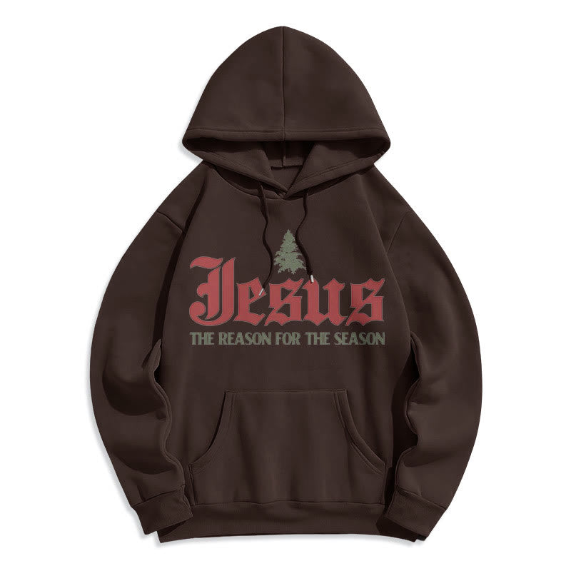 Christianartworkshop Quotation Style Jesus The Reason for the Season Fleece Lined Polyester Hoodie - Brown - 2XL - image 9