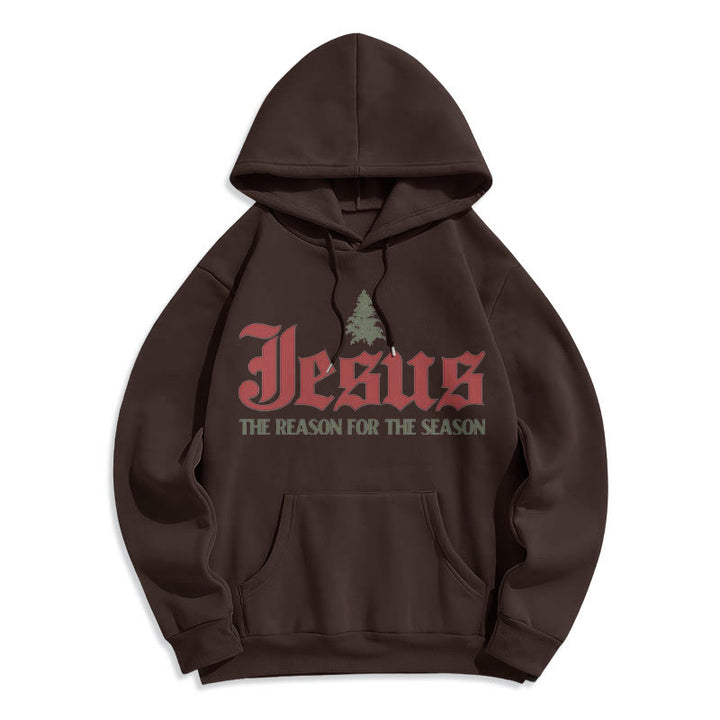 Christianartworkshop Quotation Style Jesus The Reason for the Season Fleece Lined Polyester Hoodie