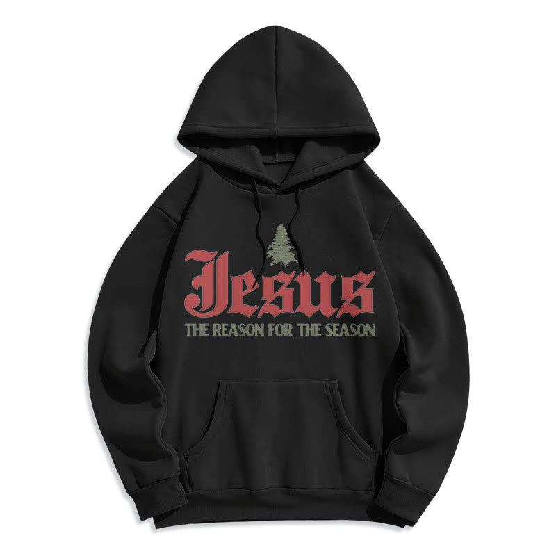 Christianartworkshop Quotation Style Jesus The Reason for the Season Fleece Lined Polyester Hoodie - Black - 2XL - image 5