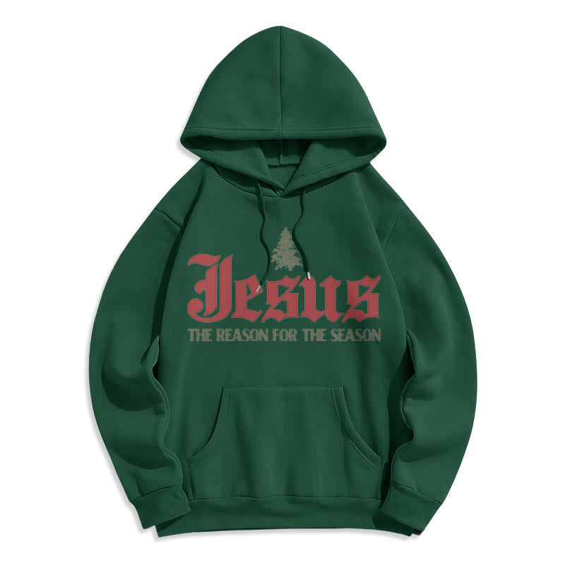 Christianartworkshop Quotation Style Jesus The Reason for the Season Fleece Lined Polyester Hoodie