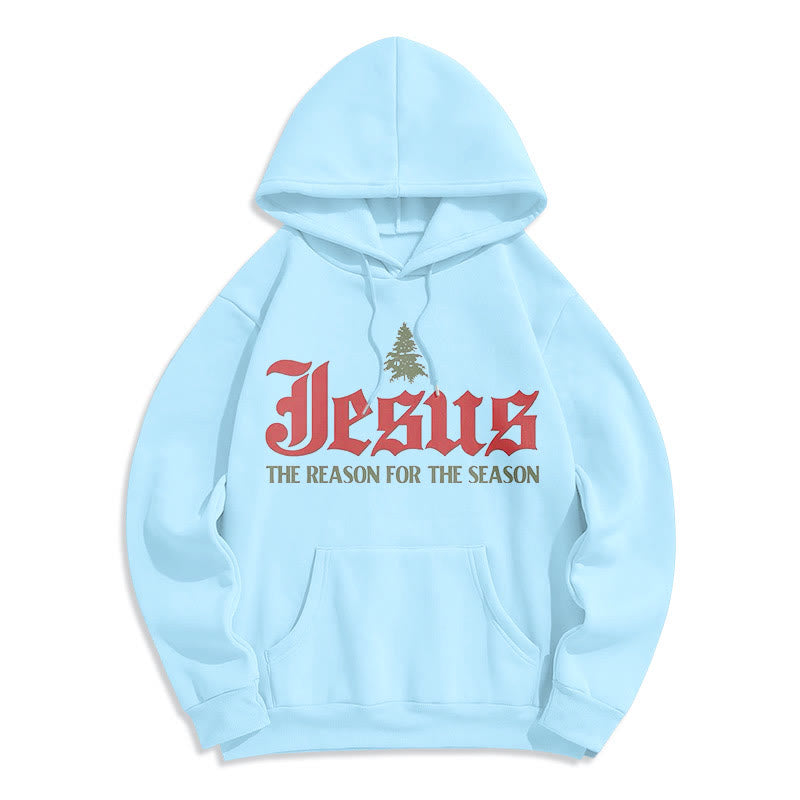 Christianartworkshop Quotation Style Jesus The Reason for the Season Fleece Lined Polyester Hoodie