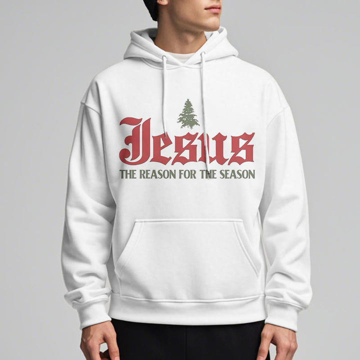 Christianartworkshop Quotation Style Jesus The Reason for the Season Fleece Lined Polyester Hoodie