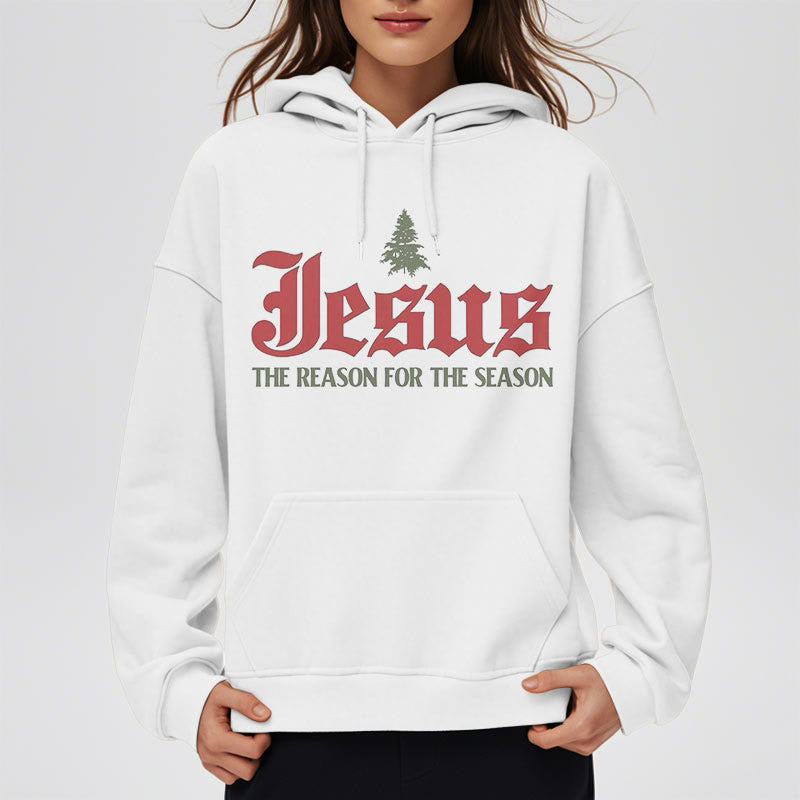 Christianartworkshop Quotation Style Jesus The Reason for the Season Fleece Lined Polyester Hoodie