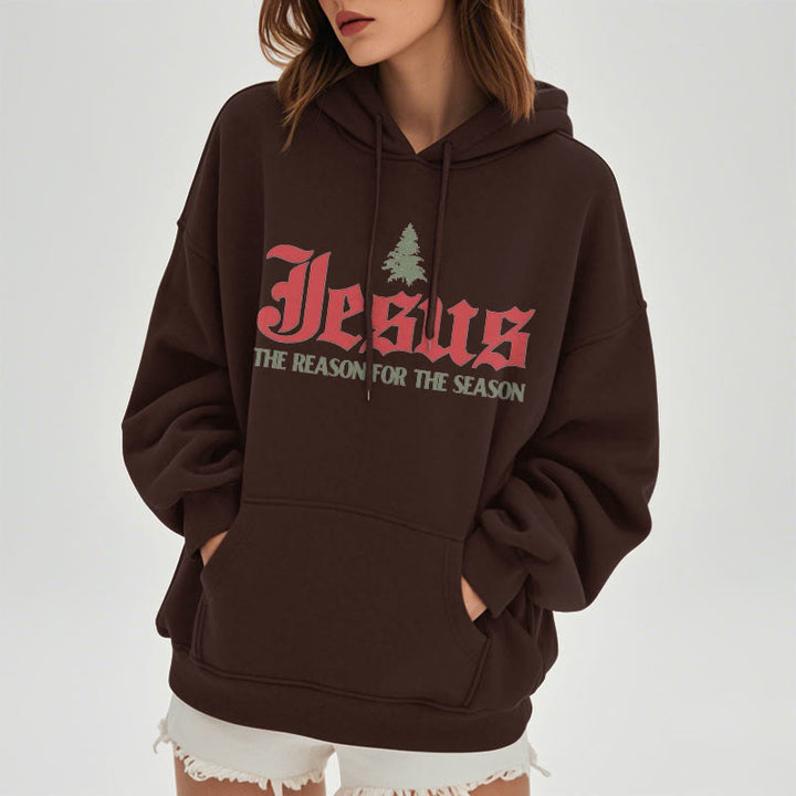 Christianartworkshop Quotation Style Jesus The Reason for the Season Fleece Lined Polyester Hoodie