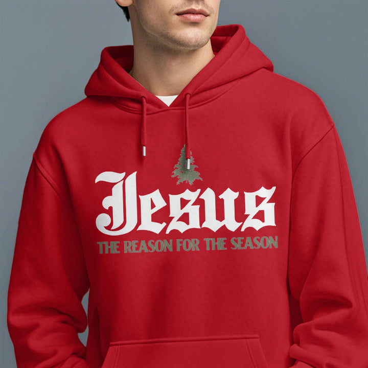 Christianartworkshop Quotation Style Jesus The Reason for the Season Fleece Lined Polyester Hoodie