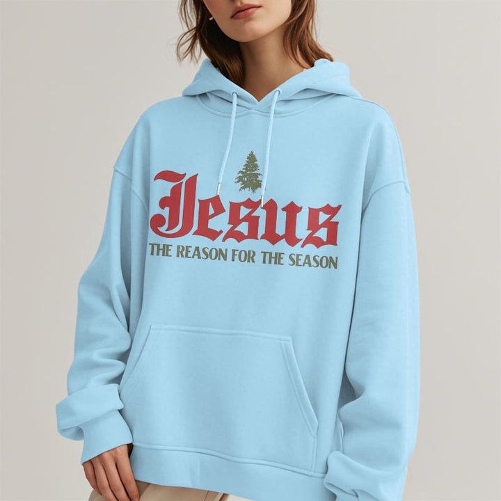 Christianartworkshop Quotation Style Jesus The Reason for the Season Fleece Lined Polyester Hoodie