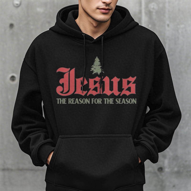 Christianartworkshop Quotation Style Jesus The Reason for the Season Fleece Lined Polyester Hoodie