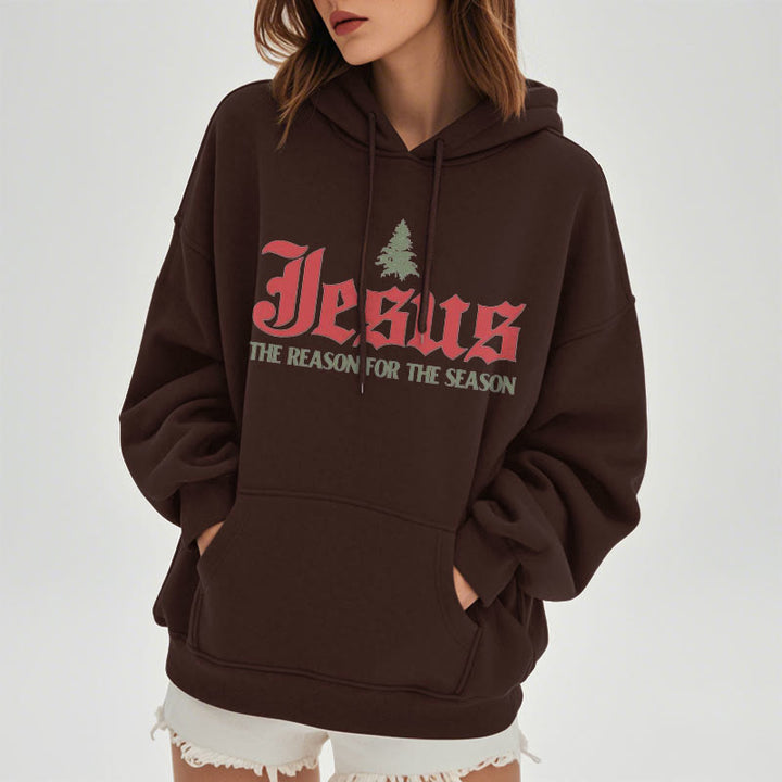Christianartworkshop Quotation Style Jesus The Reason for the Season Fleece Lined Polyester Hoodie - image 10