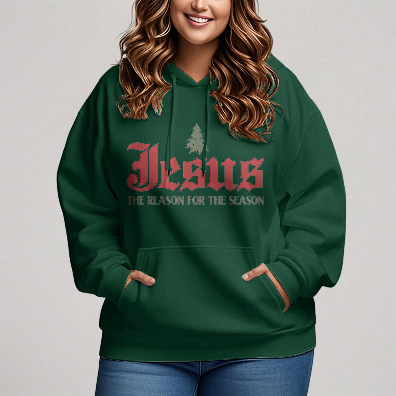 Christianartworkshop Quotation Style Jesus The Reason for the Season Fleece Lined Polyester Hoodie