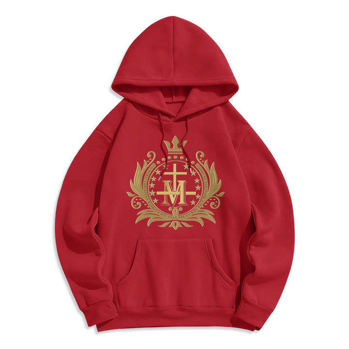 Christianartworkshop Classic Style Crowned Cross Virgin Mary Fleece Lined Polyester Hoodie - Red - 2XL - image 17