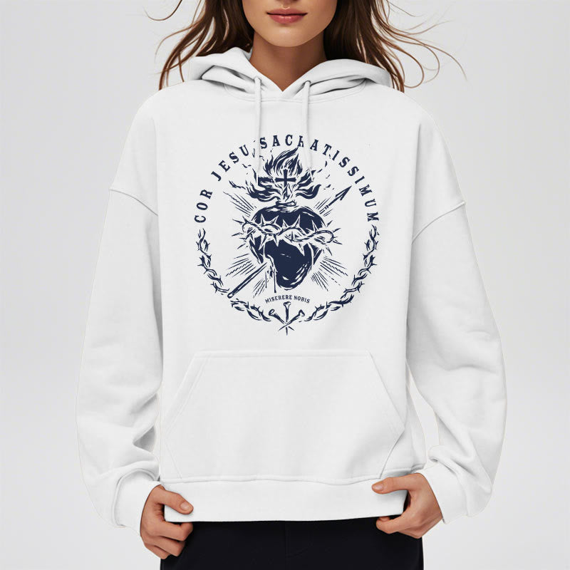 Christianartworkshop Classic Style Sacred Heart of Jesus Fleece Lined Polyester    Hoodie - image 4
