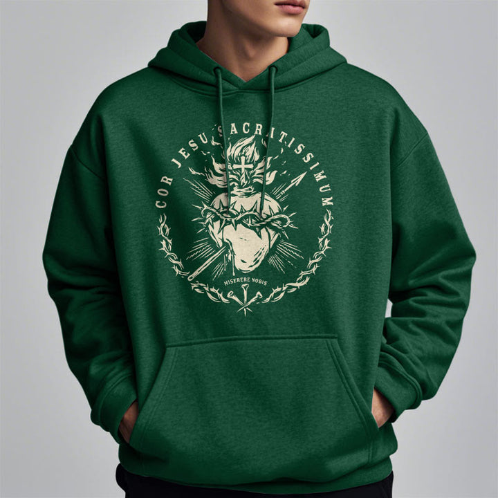 Christianartworkshop Classic Style Sacred Heart of Jesus Fleece Lined Polyester    Hoodie - image 12