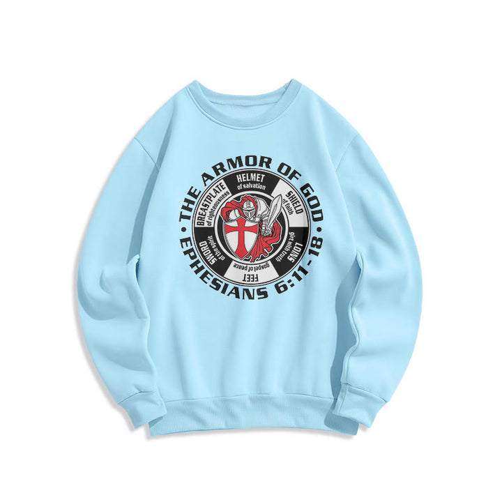 Christianartworkshop Modern Colored Style Crusader Knight Armor of God Fleece Lined Polyester Sweatshirt - Blue - 2XL - image 0