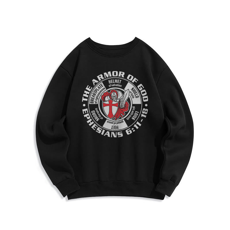 Christianartworkshop Modern Colored Style Crusader Knight Armor of God Fleece Lined Polyester Sweatshirt - Black - 2XL - image 6
