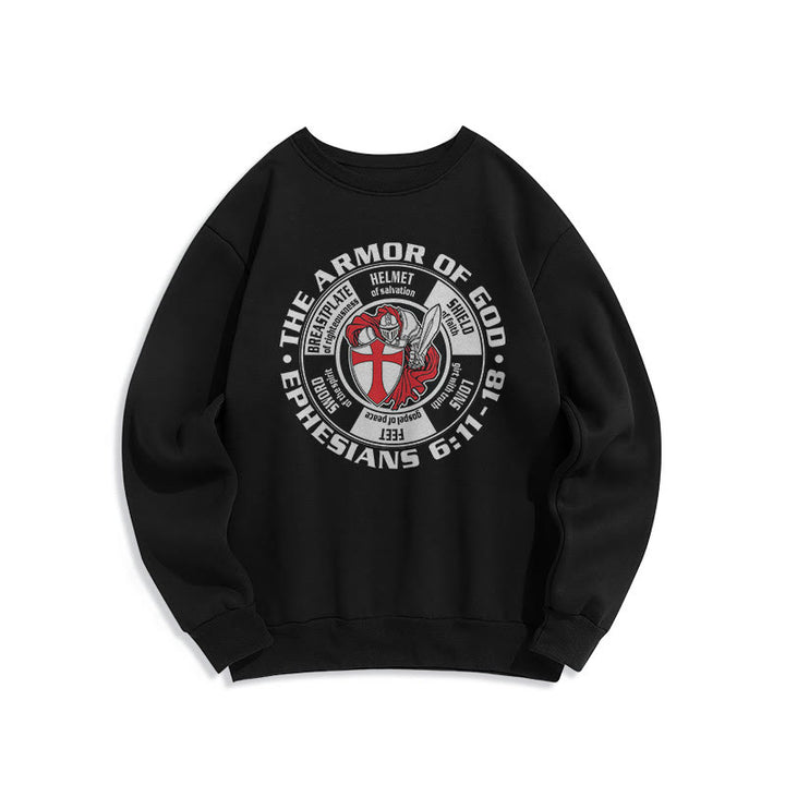 Christianartworkshop Modern Colored Style Crusader Knight Armor of God Fleece Lined Polyester Sweatshirt - Black - 2XL - image 6
