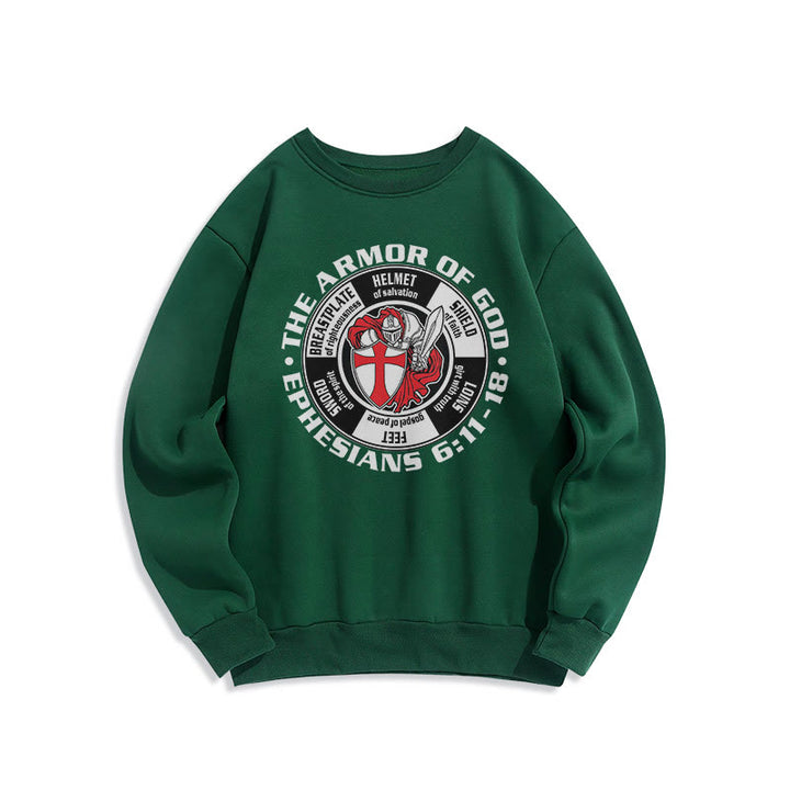 Christianartworkshop Modern Colored Style Crusader Knight Armor of God Fleece Lined Polyester Sweatshirt - Green - 2XL - image 14