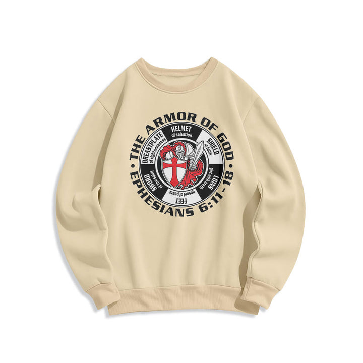 Christianartworkshop Modern Colored Style Crusader Knight Armor of God Fleece Lined Polyester Sweatshirt - Beige - 2XL - image 10