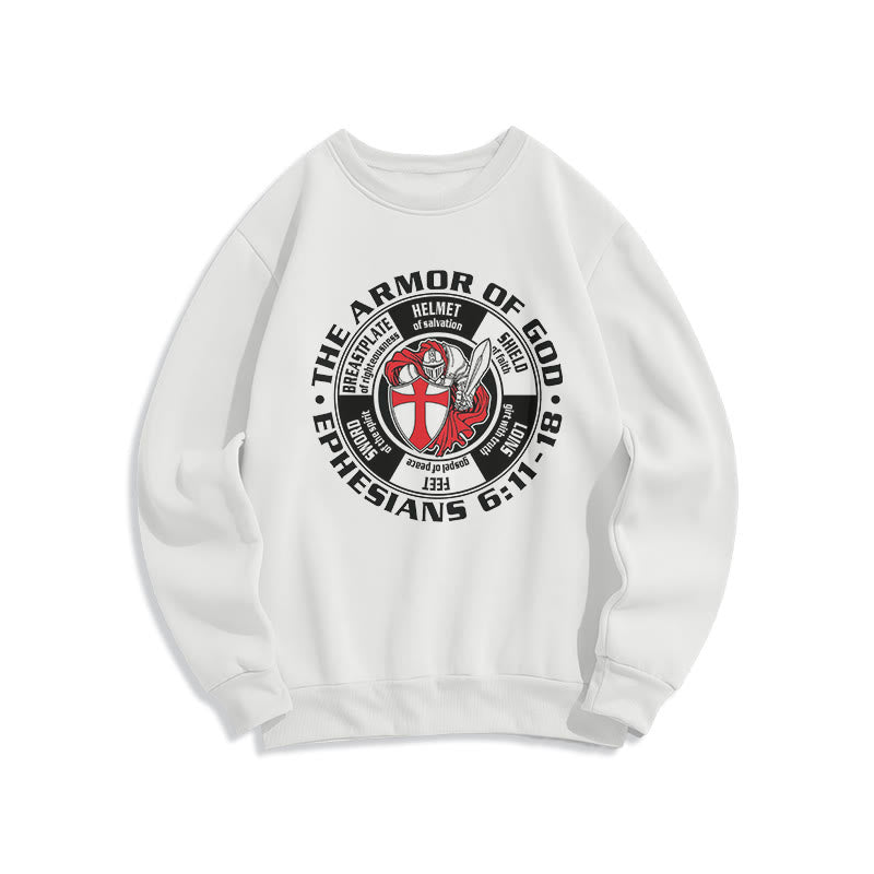 Christianartworkshop Modern Colored Style Crusader Knight Armor of God Fleece Lined Polyester Sweatshirt - White - 2XL - image 8
