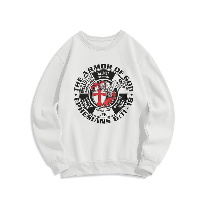 Christianartworkshop Modern Colored Style Crusader Knight Armor of God Fleece Lined Polyester Sweatshirt - White - 2XL - image 8