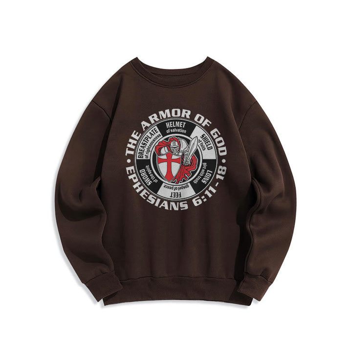 Christianartworkshop Modern Colored Style Crusader Knight Armor of God Fleece Lined Polyester Sweatshirt - Brown - 2XL - image 12