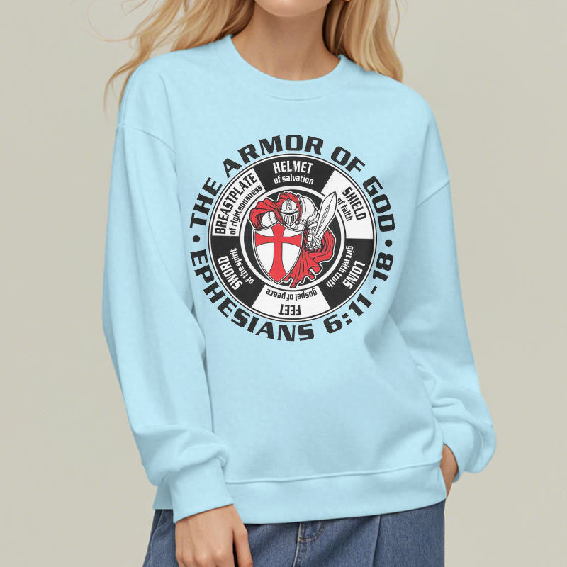 Christianartworkshop Modern Colored Style Crusader Knight Armor of God Fleece Lined Polyester Sweatshirt - image 5