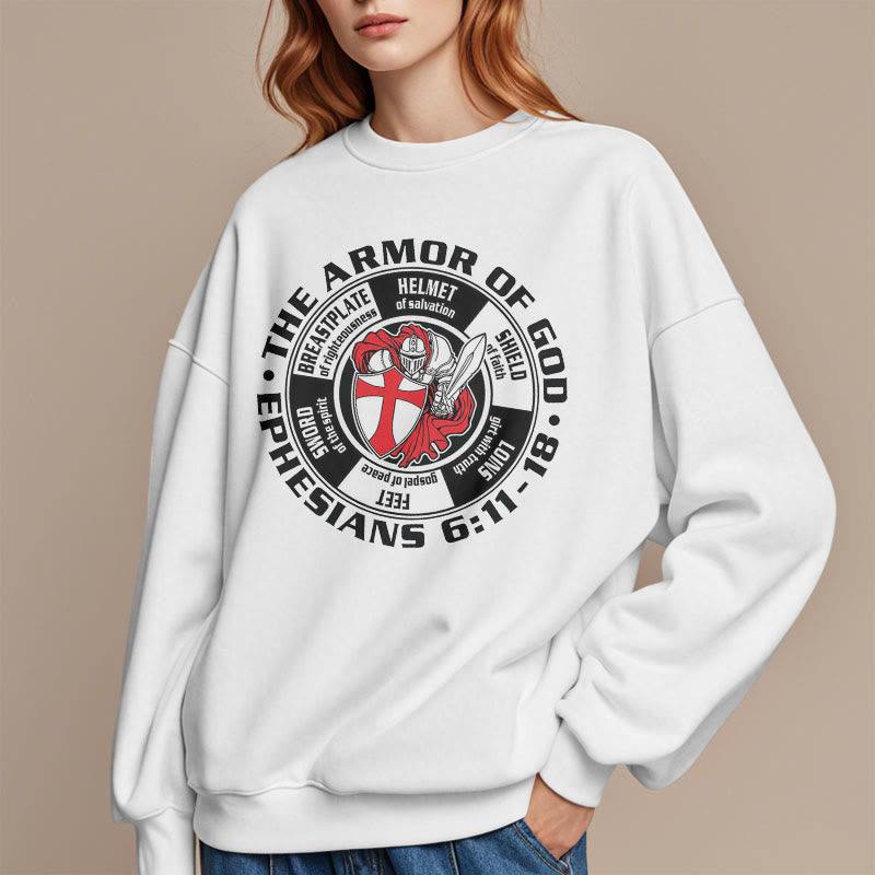 Christianartworkshop Modern Colored Style Crusader Knight Armor of God Fleece Lined Polyester Sweatshirt - image 9