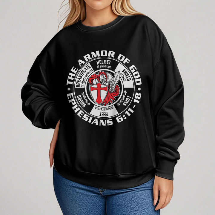 Christianartworkshop Modern Colored Style Crusader Knight Armor of God Fleece Lined Polyester Sweatshirt - image 7