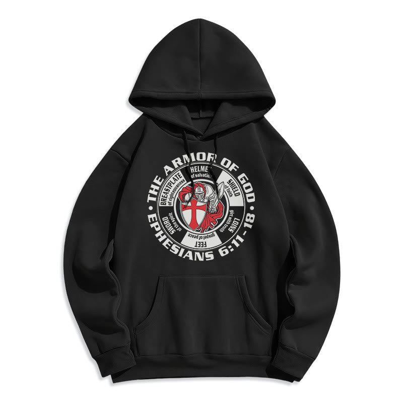 Christianartworkshop Modern Colored Style Crusader Knight Armor of God Fleece Lined Polyester Hoodie - Black - 2XL - image 5