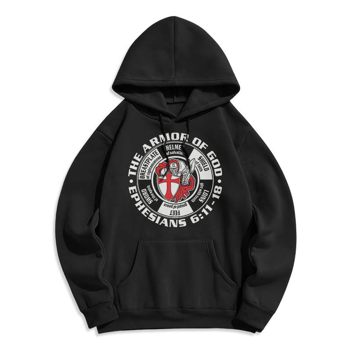 Christianartworkshop Modern Colored Style Crusader Knight Armor of God Fleece Lined Polyester Hoodie - Black - 2XL - image 5