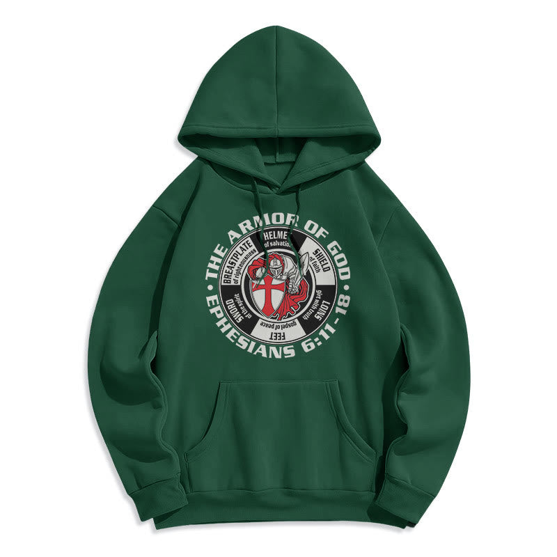 Christianartworkshop Modern Colored Style Crusader Knight Armor of God Fleece Lined Polyester Hoodie - Green - 2XL - image 11