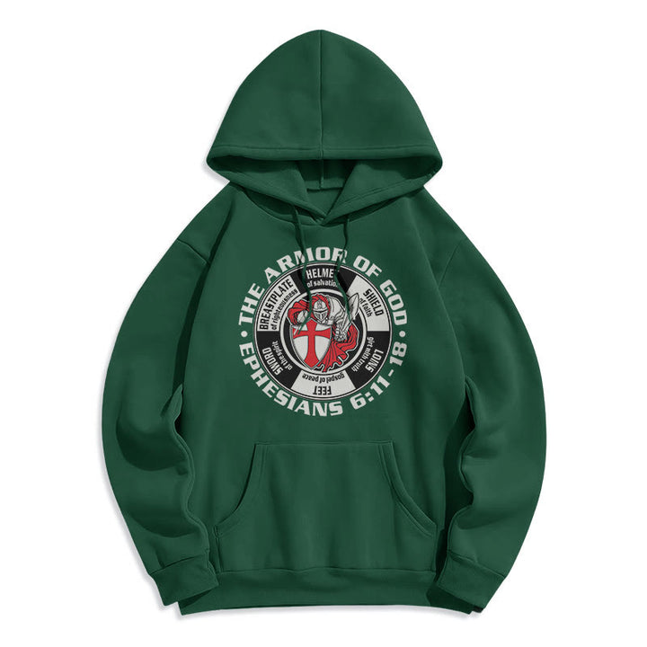 Christianartworkshop Modern Colored Style Crusader Knight Armor of God Fleece Lined Polyester Hoodie - Green - 2XL - image 11