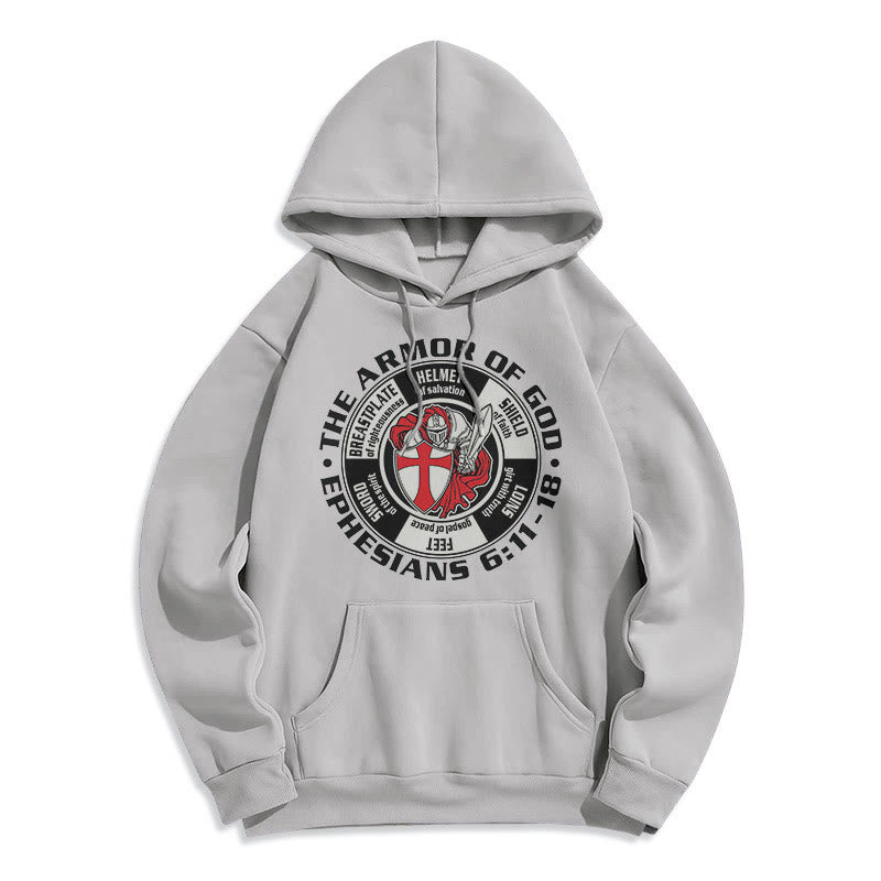 Christianartworkshop Modern Colored Style Crusader Knight Armor of God Fleece Lined Polyester Hoodie - Grey - 2XL - image 15