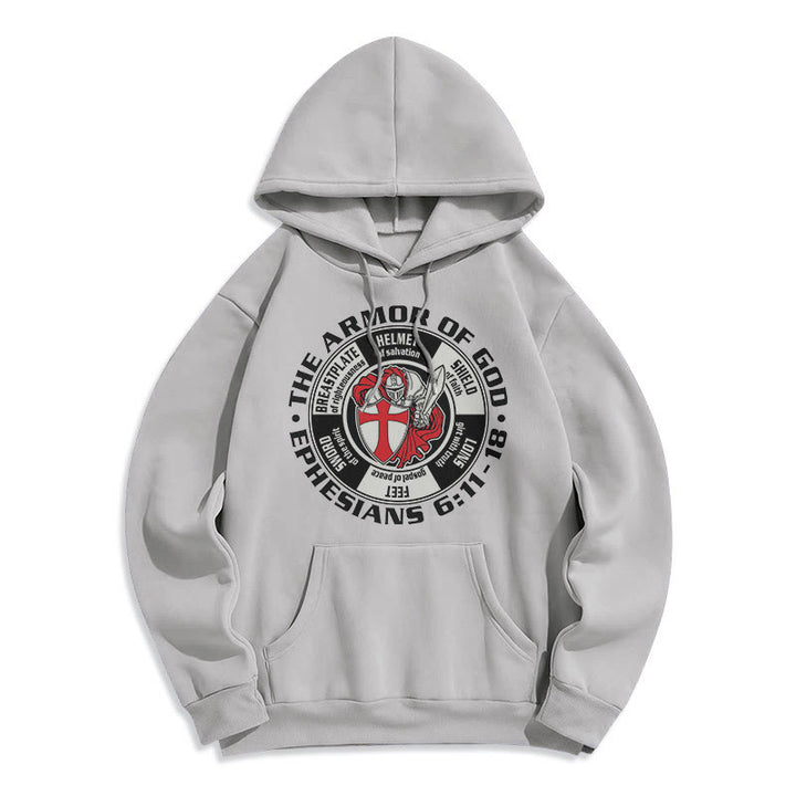 Christianartworkshop Modern Colored Style Crusader Knight Armor of God Fleece Lined Polyester Hoodie - Grey - 2XL - image 15