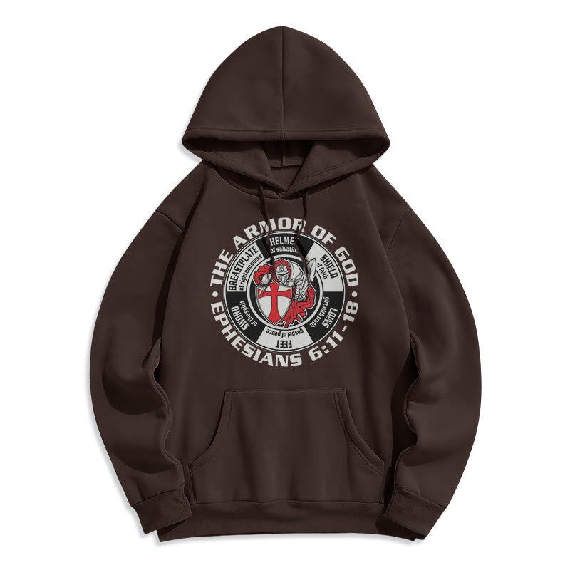 Christianartworkshop Modern Colored Style Crusader Knight Armor of God Fleece Lined Polyester Hoodie - Brown - 2XL - image 9