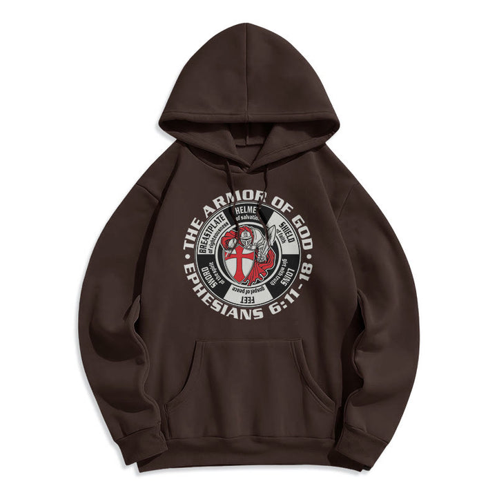 Christianartworkshop Modern Colored Style Crusader Knight Armor of God Fleece Lined Polyester Hoodie - Brown - 2XL - image 9