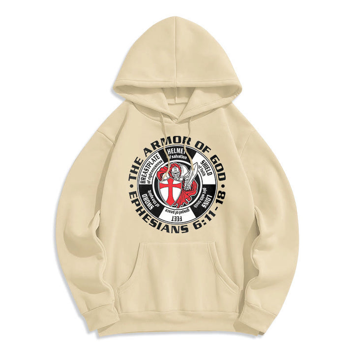 Christianartworkshop Modern Colored Style Crusader Knight Armor of God Fleece Lined Polyester Hoodie
