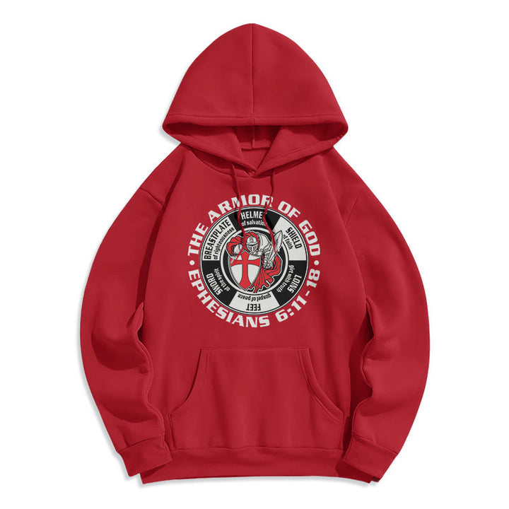 Christianartworkshop Modern Colored Style Crusader Knight Armor of God Fleece Lined Polyester Hoodie - Red - 2XL - image 17