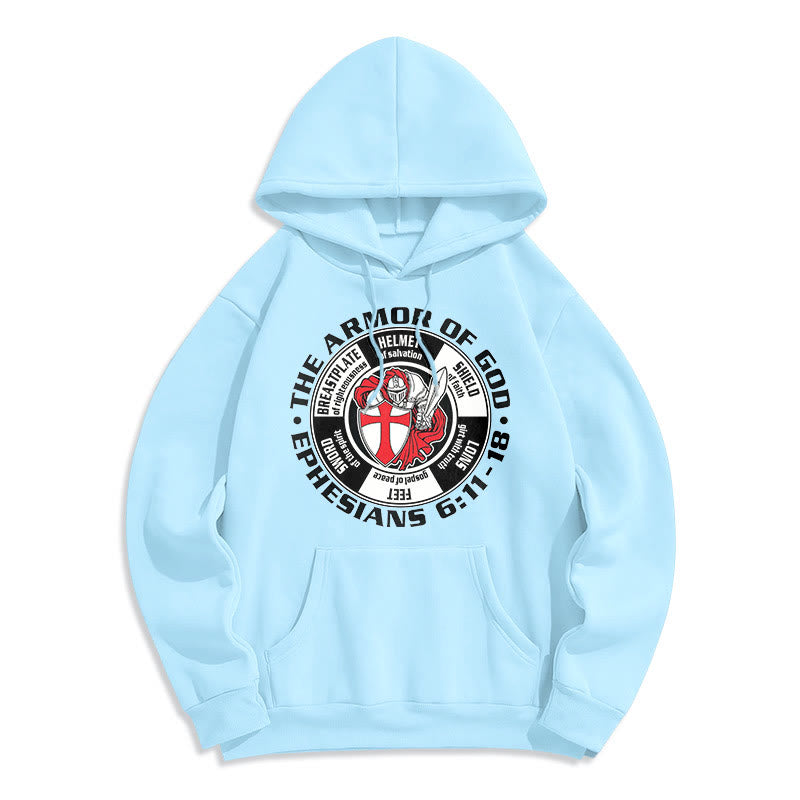 Christianartworkshop Modern Colored Style Crusader Knight Armor of God Fleece Lined Polyester Hoodie