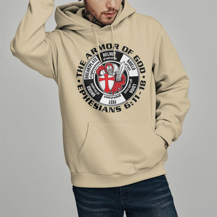 Christianartworkshop Modern Colored Style Crusader Knight Armor of God Fleece Lined Polyester Hoodie