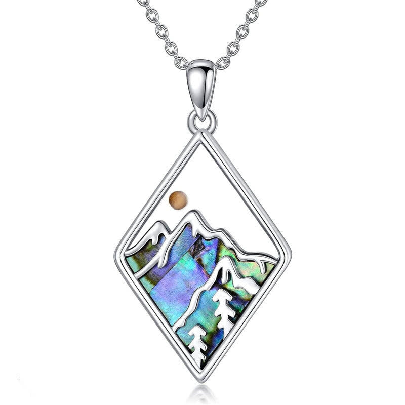 Christianartworkshop Classic Style Mustard Seed Faith Iridescent Mountain Pendant Necklace