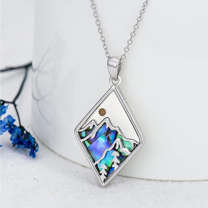 Christianartworkshop Classic Style Mustard Seed Faith Iridescent Mountain Pendant Necklace