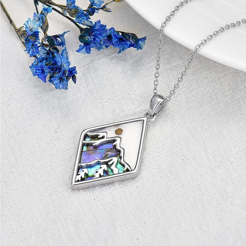 Christianartworkshop Classic Style Mustard Seed Faith Iridescent Mountain Pendant Necklace