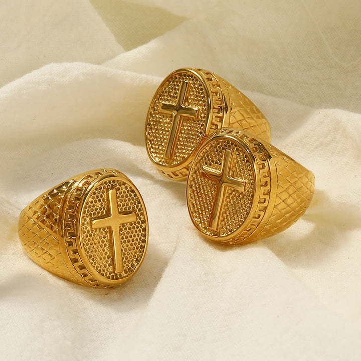 Christianartworkshop Classic Style Unique Cross Devine Faith Ring