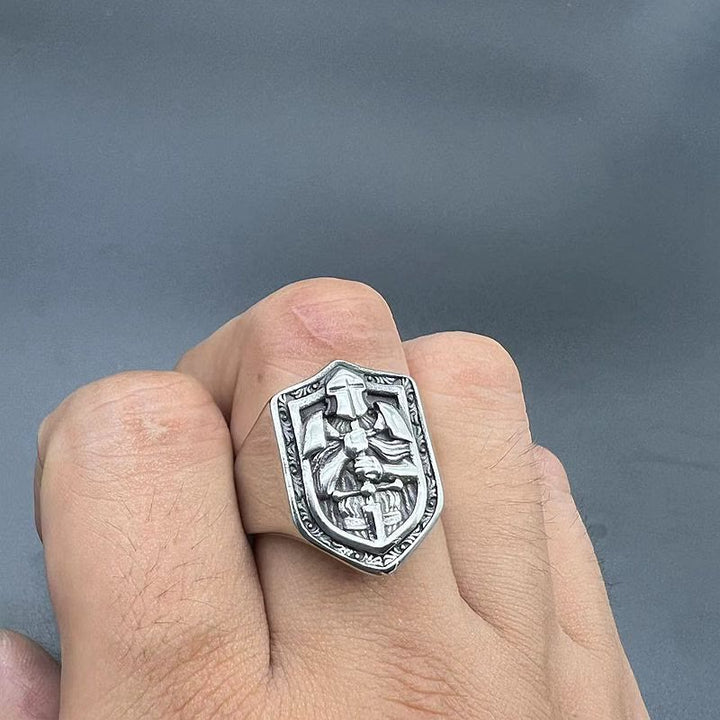 Christianartworkshop Classic Style Crusades Shield Sacred Protection Ring