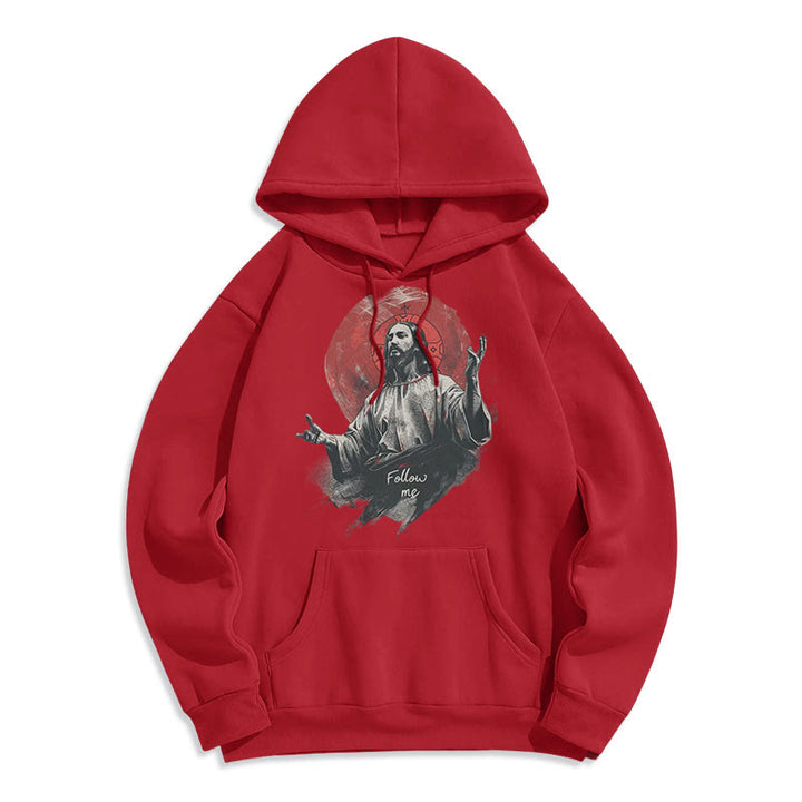 Christianartworkshop Classic Style Jesus Halo Follow Me Fleece Lined Polyester Hoodie - image 17