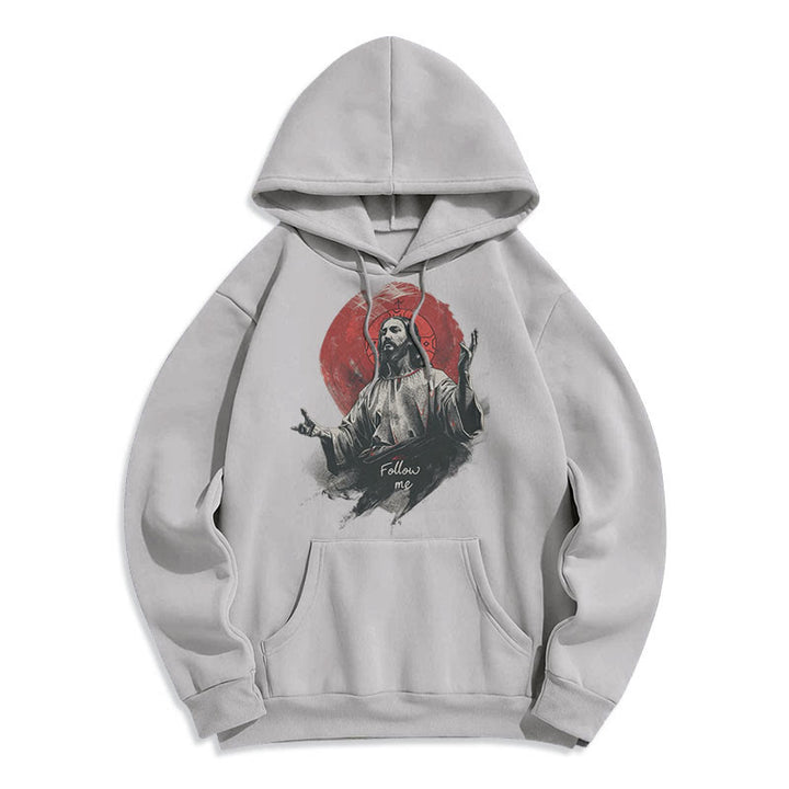 Christianartworkshop Classic Style Jesus Halo Follow Me Fleece Lined Polyester Hoodie - image 15