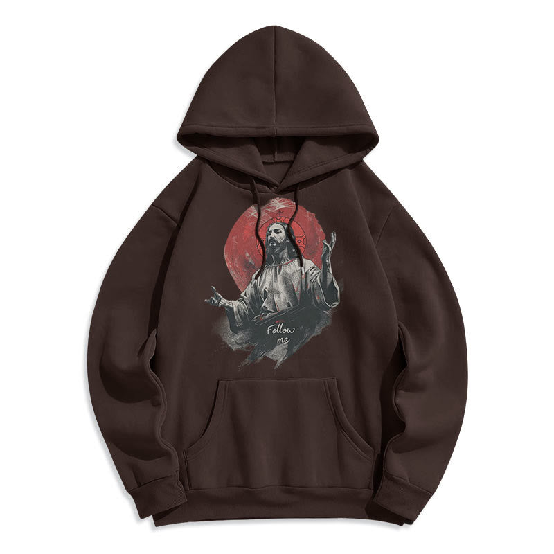 Christianartworkshop Classic Style Jesus Halo Follow Me Fleece Lined Polyester Hoodie - image 11