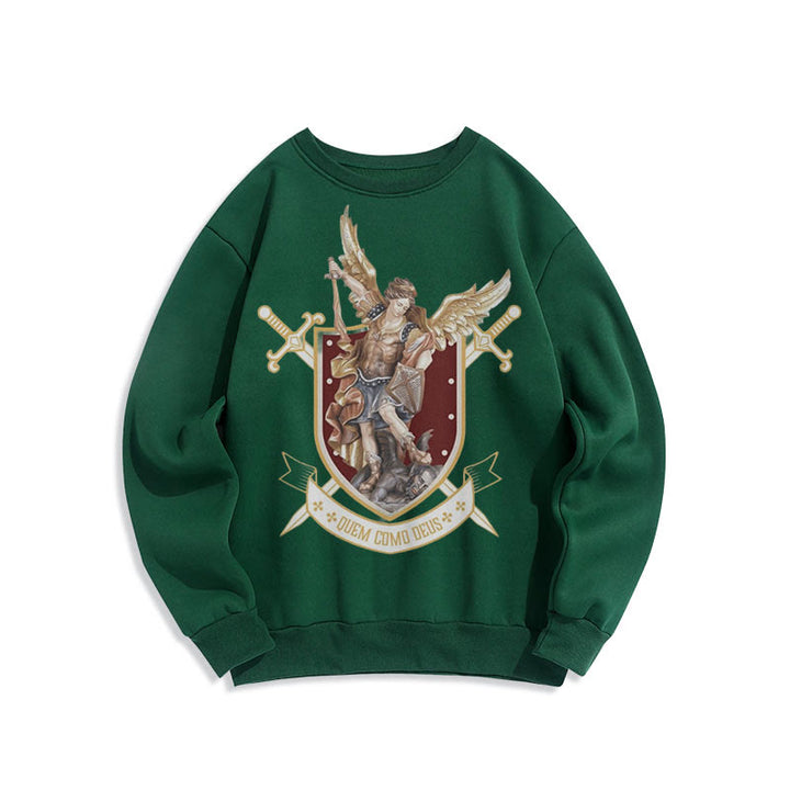 Christianartworkshop Classic Style Saint Michael the Archangel Fleece Lined Polyester Sweatshirt