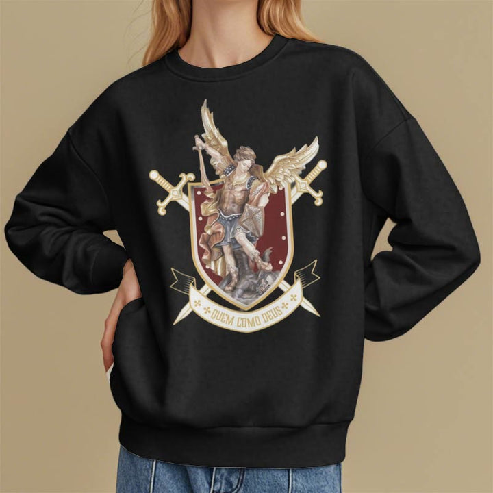 Christianartworkshop Classic Style Saint Michael the Archangel Fleece Lined Polyester Sweatshirt