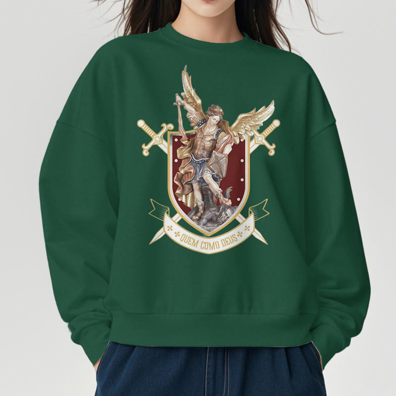 Christianartworkshop Classic Style Saint Michael the Archangel Fleece Lined Polyester Sweatshirt